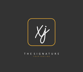 XJ Initial letter handwriting and signature logo. A concept handwriting initial logo with template element.