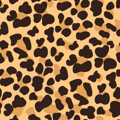 Golden brown spots on beige leopard pattern design. Animal seamless texture.
