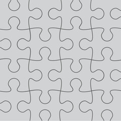 Puzzle pieces set. Collection of Jigsaw for marketing, icon and logo template. Modern flat puzzle, grid background. Puzzle pieces, vector illustration concept