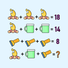 Mathematical riddle, educational game for children and adults, rebus.Riddle for the mind. Riddle with numbers. Vector. Mathematical rebus. Result. Crossword for social networks