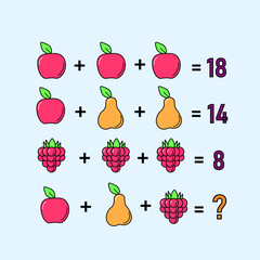 Mathematical riddle, educational game for children and adults, rebus.Riddle for the mind. Riddle with numbers. Vector. Mathematical rebus. Result. Crossword for social networks