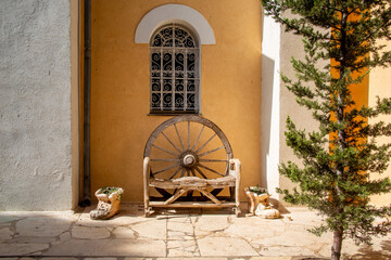 Haifa, Israel - august 26, 2020: in the courtyard of the Church of the Prophet Elijah in Haifa