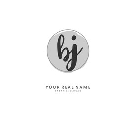 BJ Initial letter handwriting and signature logo. A concept handwriting initial logo with template element.
