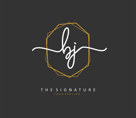 BJ Initial letter handwriting and signature logo. A concept handwriting initial logo with template element.