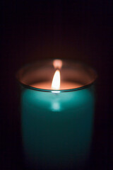 blue glass candle