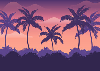 Fototapeta na wymiar Tropical Palm Tree Sunset