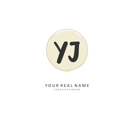 Fototapeta premium YJ Initial letter handwriting and signature logo. A concept handwriting initial logo with template element.