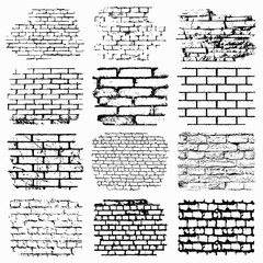 Brick Wall Texture Vector Set - obrazy, fototapety, plakaty