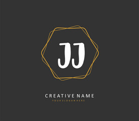 JJ Initial letter handwriting and signature logo. A concept handwriting initial logo with template element.