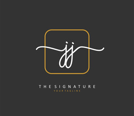 JJ Initial letter handwriting and signature logo. A concept handwriting initial logo with template element.