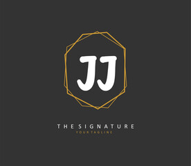 JJ Initial letter handwriting and signature logo. A concept handwriting initial logo with template element.