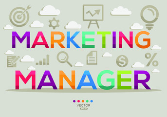 Creative (marketing manager) Banner Word with Icon ,Vector illustration.