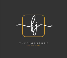FJ Initial letter handwriting and signature logo. A concept handwriting initial logo with template element.
