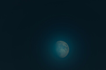 Naklejka na ściany i meble Blue moon light on a dark, gloomy and foggy night.