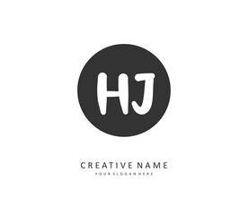 HJ Initial letter handwriting and signature logo. A concept handwriting initial logo with template element.