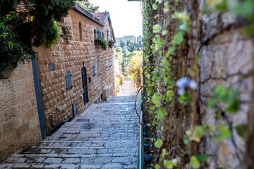 narrow street in old town 