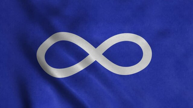 Metis Blue Indian Flag, waving in wind. Realistic flag background