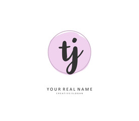Fototapeta premium TJ Initial letter handwriting and signature logo. A concept handwriting initial logo with template element.
