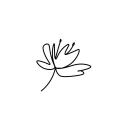 Vector Asian flower in doodle style Spring botanical illustration for Chinese New Year.Cherry blossom sakura  with black hand drawn line.Design cards,social media,weddings,stickers,coloring books.
