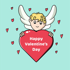 cupid is holding love happy valentine day