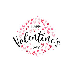 Lovely hand drawn Valentine's Day design with hearts and text, great for banners, covers, invitations.