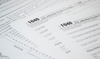 Fototapeta premium U.S. Individual income tax return. tax form 1040. Tax form business financial concept