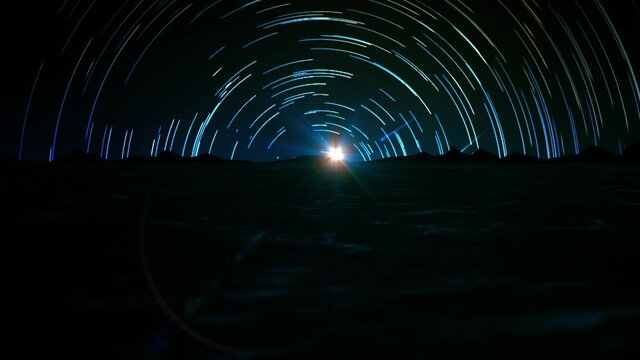 star streak trail with landscape beach loop animation