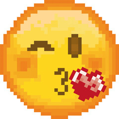 Pixel emoji. emoticon. Vector smiling face. Smiling face. Happy. Cute emoticon isolated on white background.