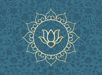 water lily, wedding card design, royal India	