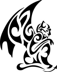 Tribal gargoyle tattoo. Vector illustration