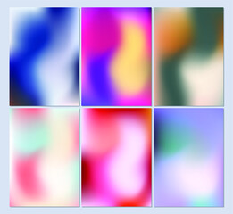 Set of colorful gradient backgrounds. Bright abstract textures.