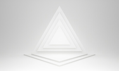 3D White geometric triangle stage.