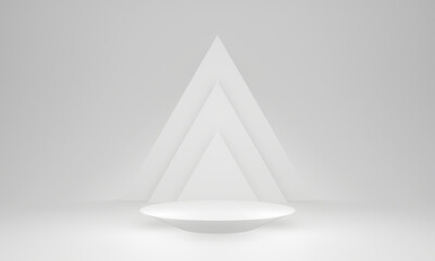 3D White geometric triangle stage.