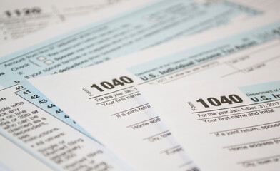 U.S. Individual income tax return. tax form 1040. Tax form business financial concept