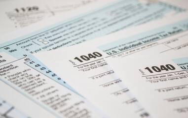 Fototapeta premium U.S. Individual income tax return. tax form 1040. Tax form business financial concept