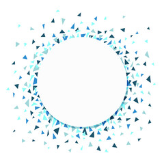 Abstract background with circle frame and small blue triangles