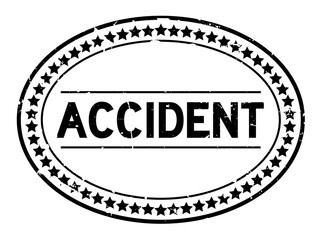 Grunge black accident word oval rubber seal stamp on white background