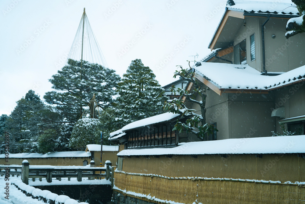 Canvas Prints Great snow day in Kanazawa, 2021.