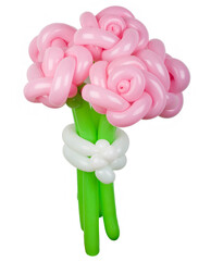 balloon flowers. pink roses on a green stem