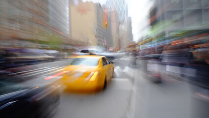 Fototapeta na wymiar New York Taxi with motion blur