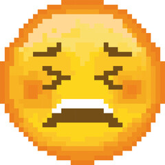 Fototapeta premium Pixel emoji. emoticon. Vector sad face. Sad face. Unhappy. Cute emoticon isolated on white background.