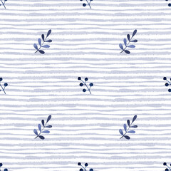 seamless watercolor stripe pattern with leaves