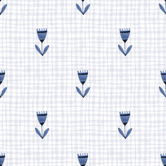 watercolor seamless plaid pattern with flowers