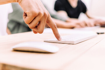 close up. businesswoman clicking on the screen of the digital tablet