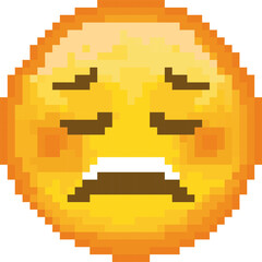 Pixel emoji. emoticon. Vector sad face. Sad face. Unhappy. Cute emoticon isolated on white background.