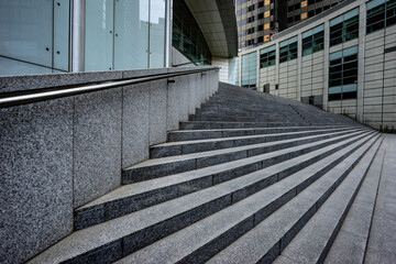 Staircase in front of a high-rise bank in Frankfurt