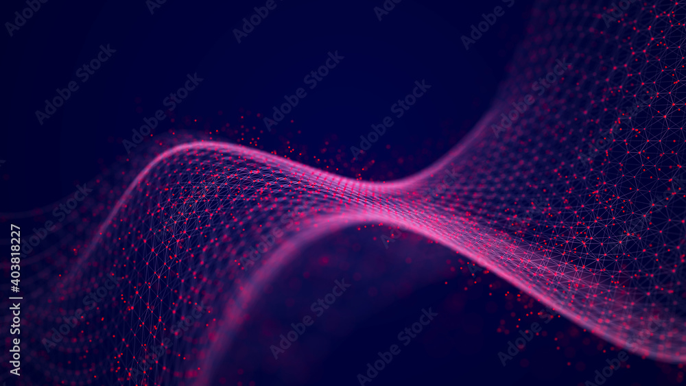Poster Network connection lines. Big data visualization. Template for background, presentation, design. 3D illustration
