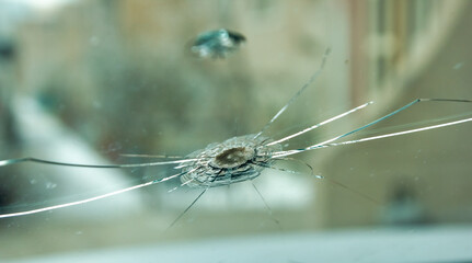close up of a cracked window