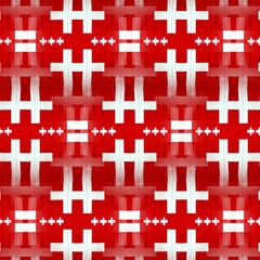 geometric shapes patterns and design from bright white plus sign on vivid red textured background