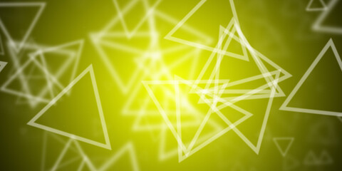 Abstract lemon yellow background with flying triangular shapes